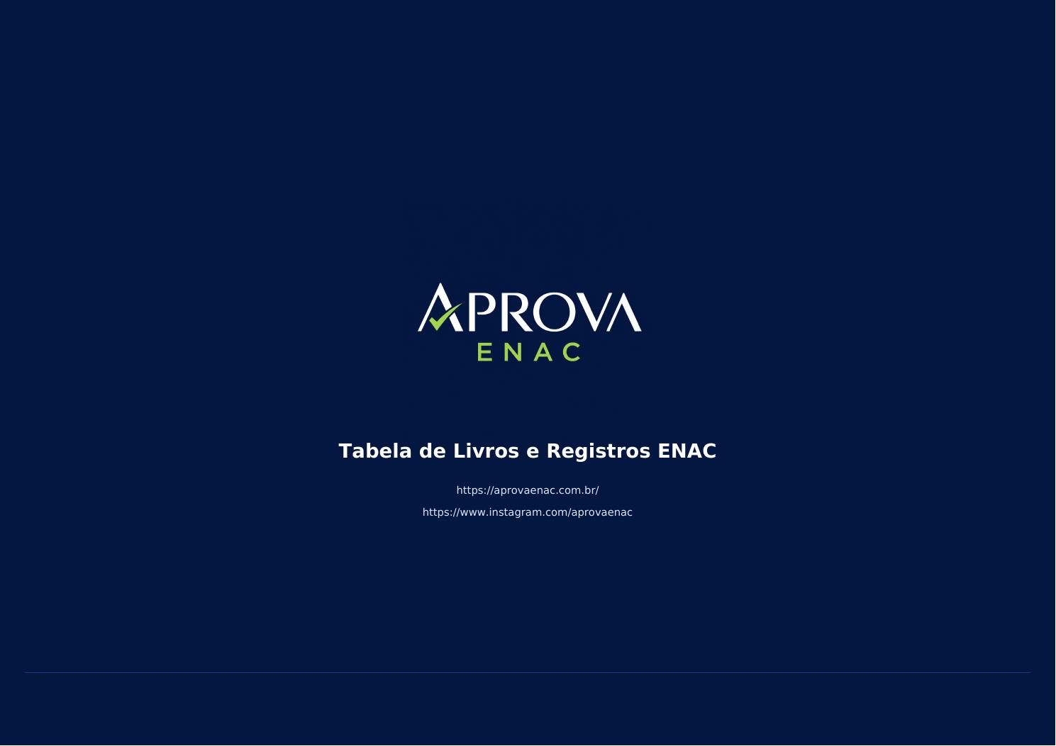 Capa do PDF Tabela de Livros e Registros ENAC